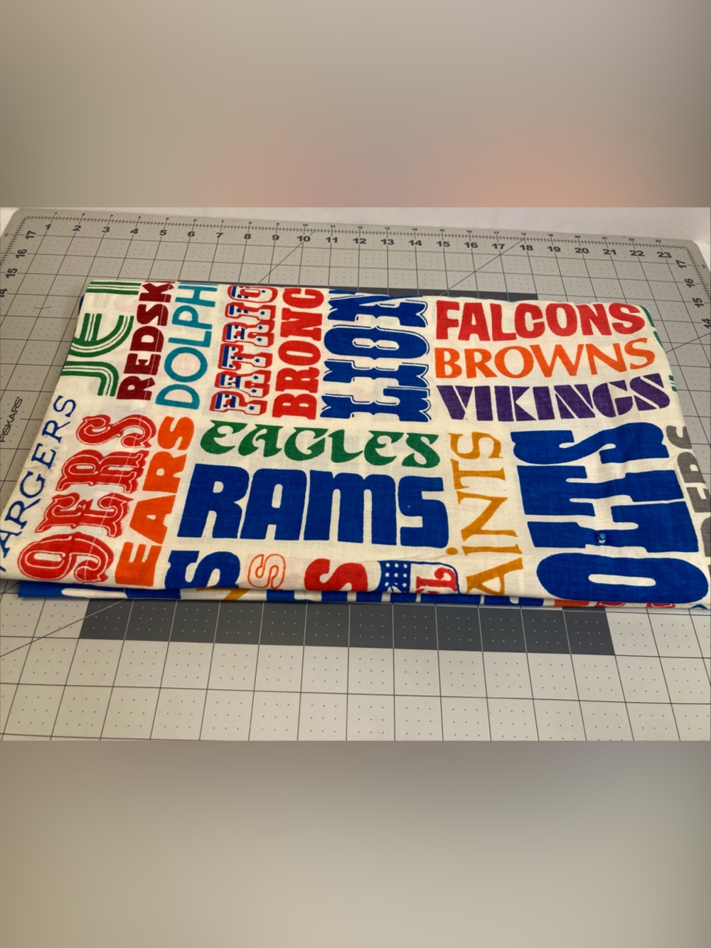 Vintage 70s Sears NFL Team Logo Window Curtain Valance 1 Panel 33.5”x 81”